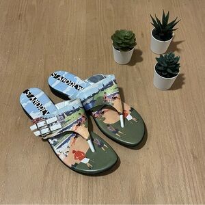 Icon Leather Sandals / Flip Flops with Golf Design